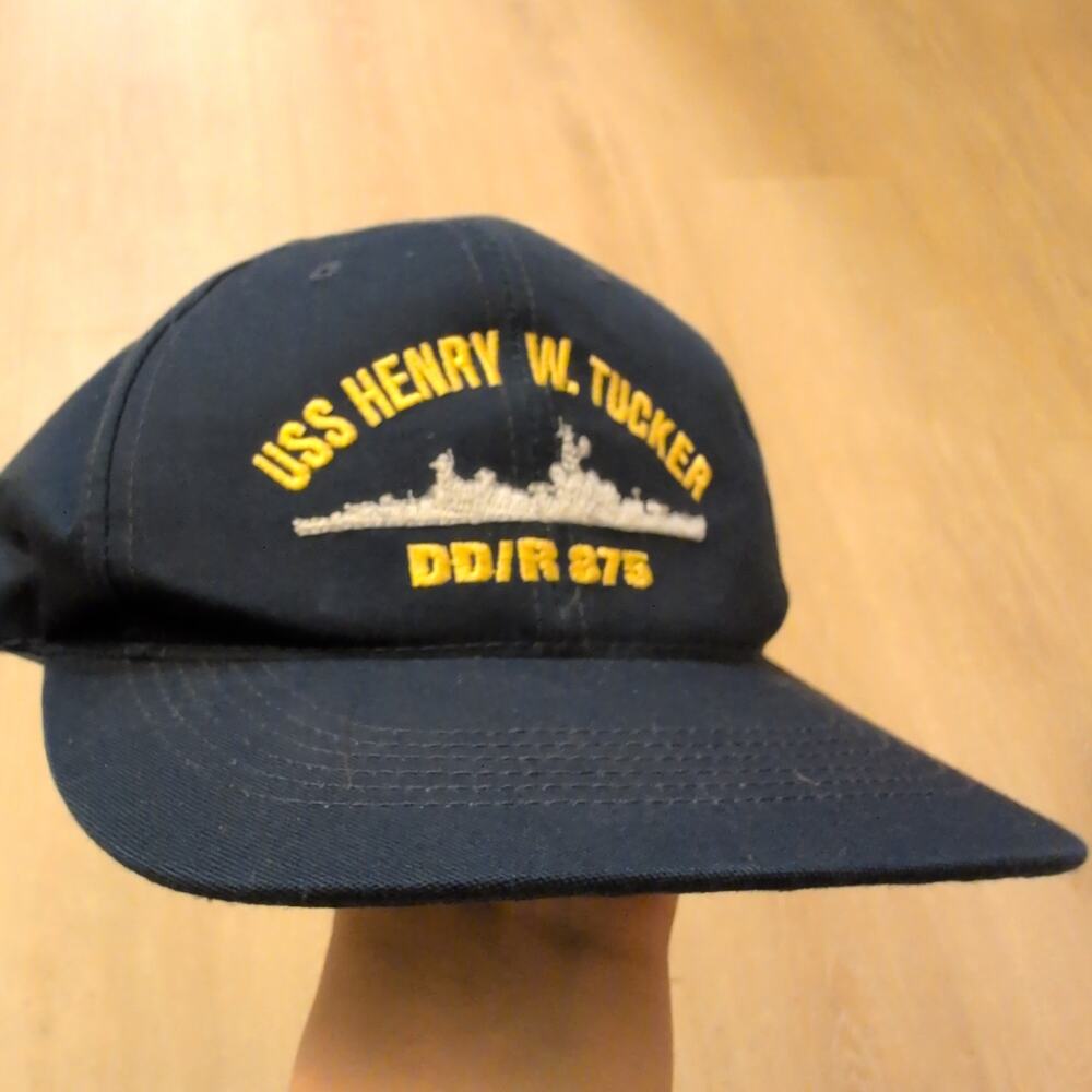 VTG USS Henry W. Tucker DD/R 875 Adjustable Snapback Hat Navy Ship USA‎ Blue